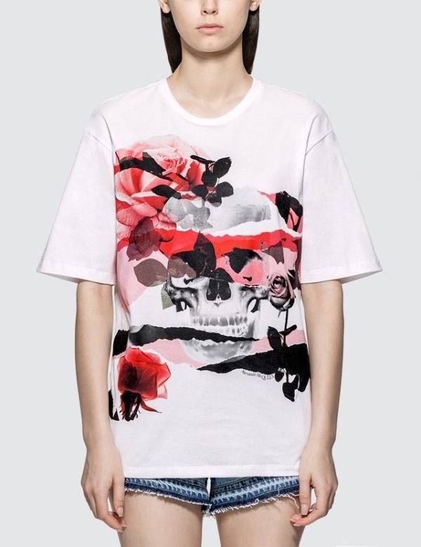 Rose Skull Printed T恤