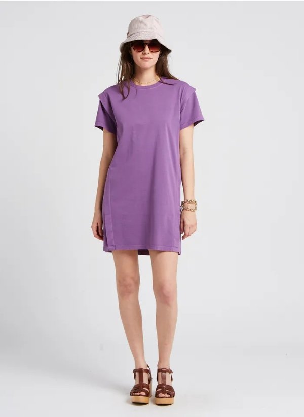 紫色T恤裙