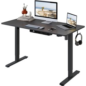 纯黑色，100 x 60 cm升降办公桌