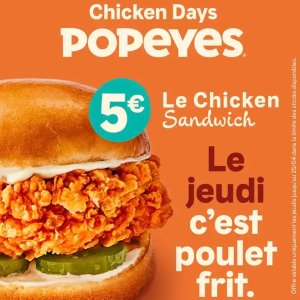 3重福利大放送😍 Popeyes 疯狂星期四+€5超值餐+外卖买1送1
