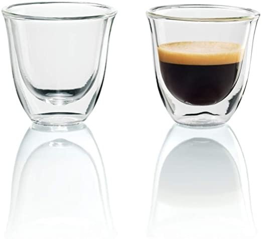 DeLonghi 2 Espresso Glasses Pack, Coffee Machine Accessories, DBWALLESP, Clear
