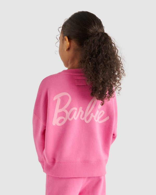 儿童 Barbie™ X Roots 宽松圆领运动衫
