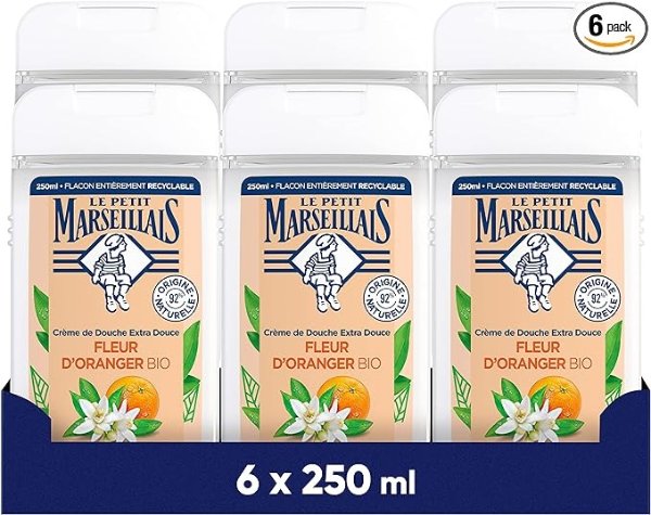 Le Petit Marseillais 超温和沐浴霜，橙花，6x250ml