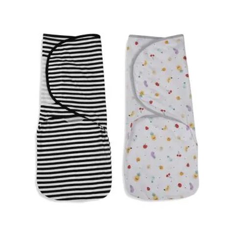 2 件装棉质印花襁褓婴儿裹巾
