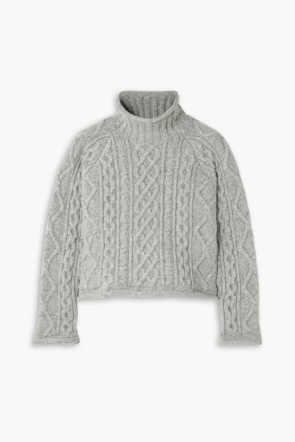 Cropped cable-knit 毛衣