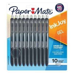 Paper Mate InkJoy 可伸缩 黑色圆珠笔 Fine Point 10支装