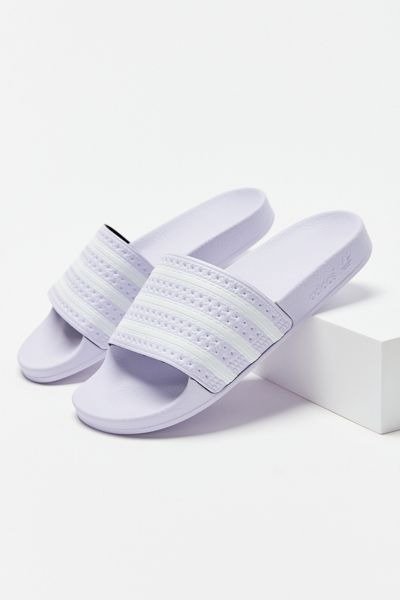 adidas 香芋紫三条杠拖鞋