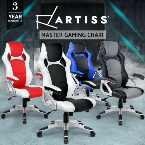 Gaming Chair Office Chair Computer Leather Chairs Seating Racing Black