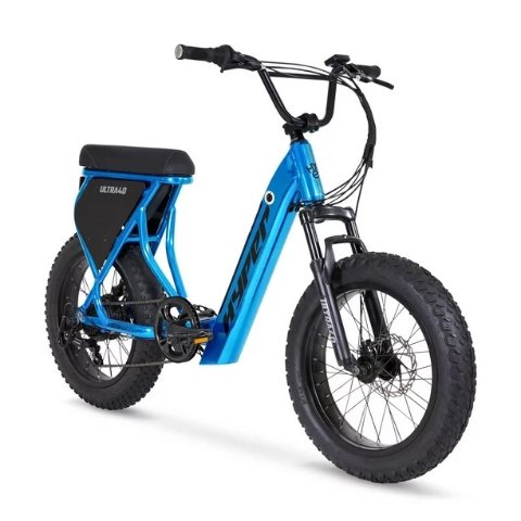 Hyper Ultra 40 20 英寸 36V 成人电动自行车，踏板辅助，250W 电动自行车电机，蓝色