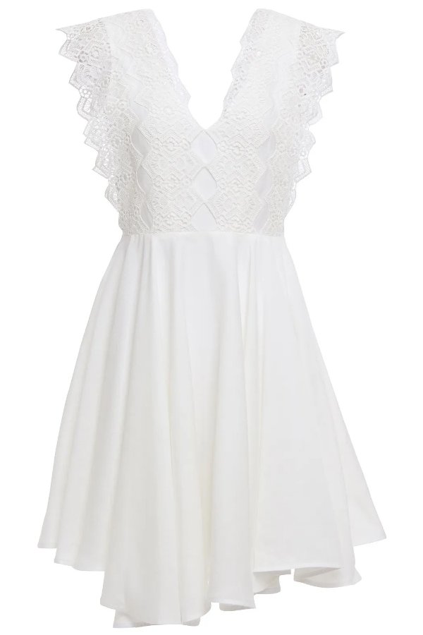 Evo asymmetric 白色蕾丝裙