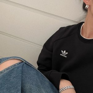 adidas Originals美式复古YYDS黑色三叶草卫衣