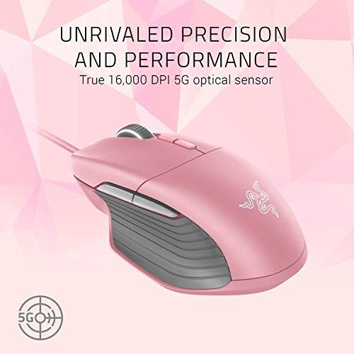 Basilisk Quartz - FPS Gaming Maus (Pink) mit Anpassbarem DPI-Schalter, Mausrad-Widerstand, Optischer 5G-Sensor mit 16.000 DPI, Mechanische Maus-Schalter & Chroma RGB