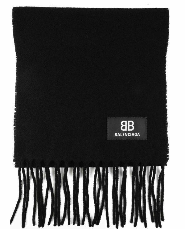 Logo Patch Fringed Scarf