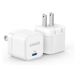 Anker 20W USB C 3倍快充智能充电头2件套 可折叠插脚