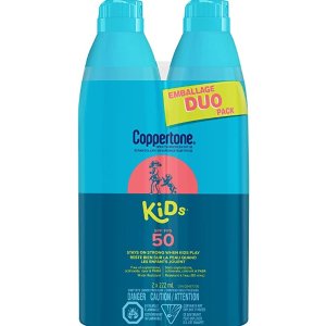 Coppertone SPF30+ 水宝宝儿童防水防晒喷雾2瓶 孕妈可用