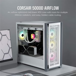 Corsair 5000D 钢化玻璃侧透 ATX 中塔机箱 白色