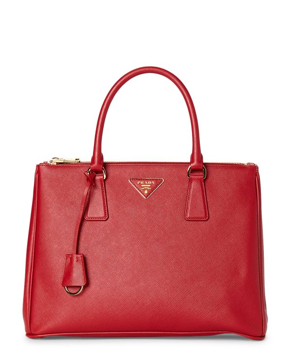 Red Galleria Double-Zip Saffiano Leather Bag