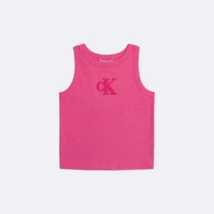 女童植绒logo粉色背心