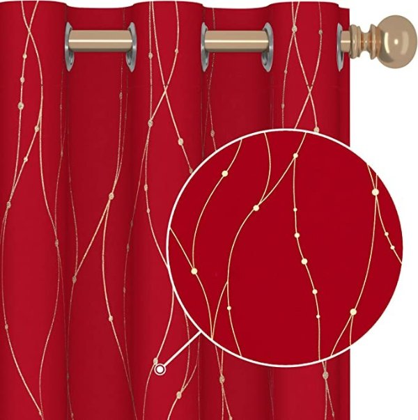 红色遮光窗帘  42 x 45 英寸 