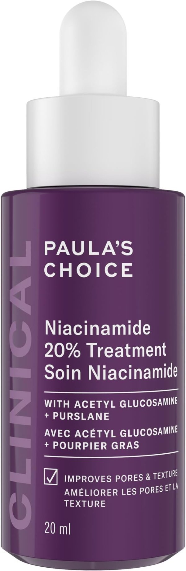 Paula's Choice CLINICAL 20% Niacinamide Vitamin B3 Concentrated Serum, Anti-Aging Treatment for Discolouration & Minimizing Large Pores, Fragrance-Free & Paraben-Free, 20 ml