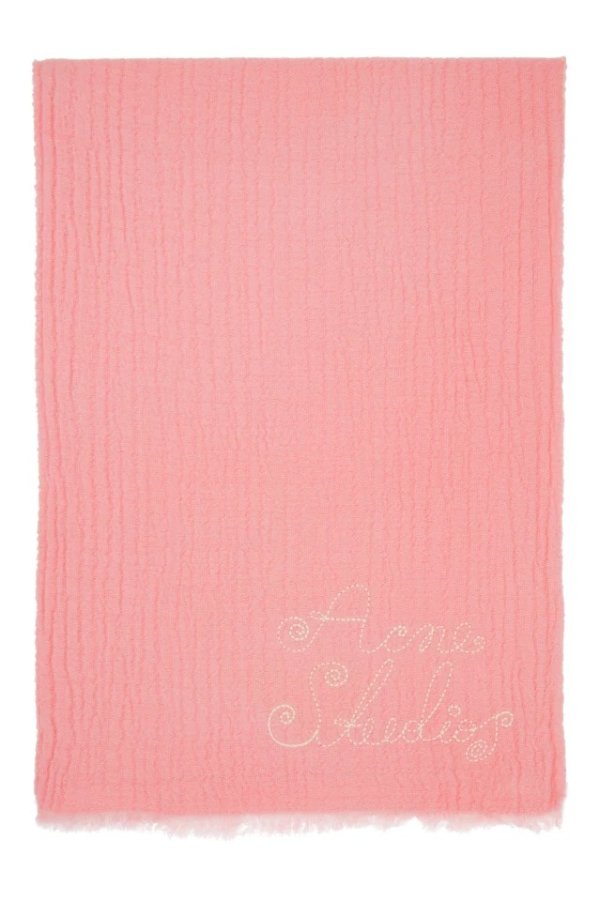 粉色刺绣围巾