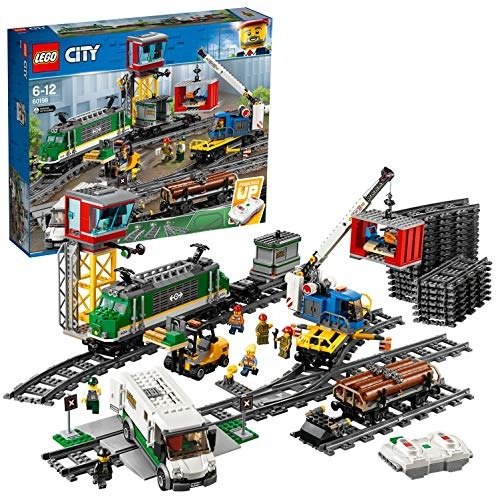 City 货车车站 60198 Remote Control Train Building Set with Tracks for Kids, Top Present and Christmas Gift for Boys and Girls
