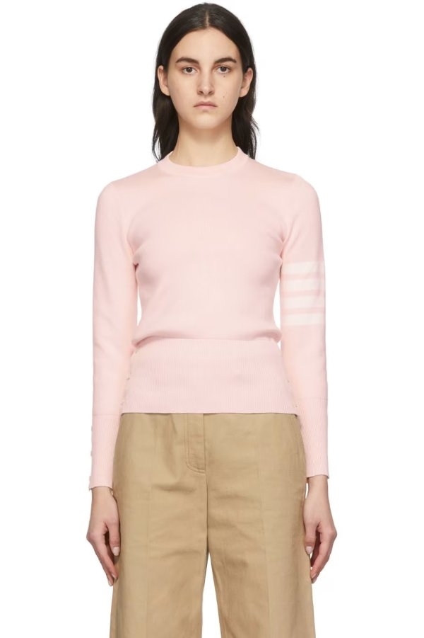 粉色4bar针织衫