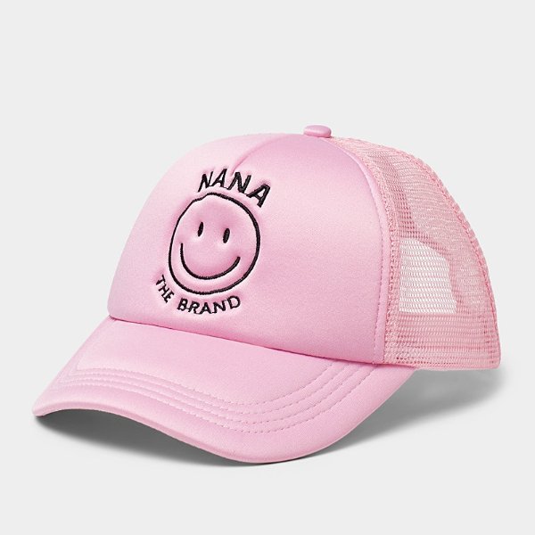 刺绣笑脸粉色棒球帽