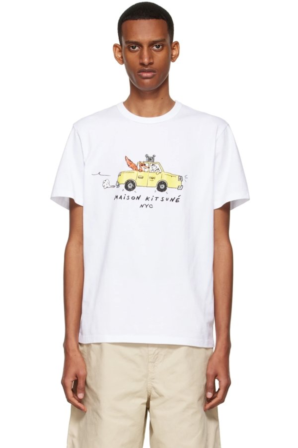 白色 Olympia Le-Tan Taxi Fox T 恤