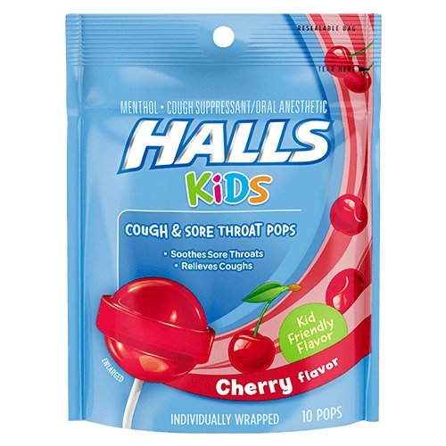Halls 儿童抗感舒喉棒棒糖10支 樱桃味