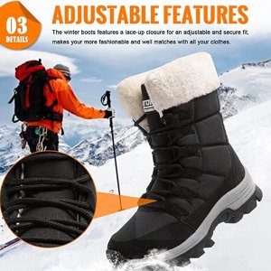 女士冬季防水防滑雪靴 毛绒内衬设计 保暖时尚