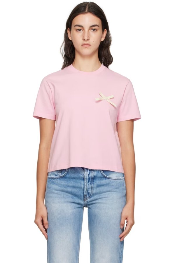 粉色 蝴蝶结T恤