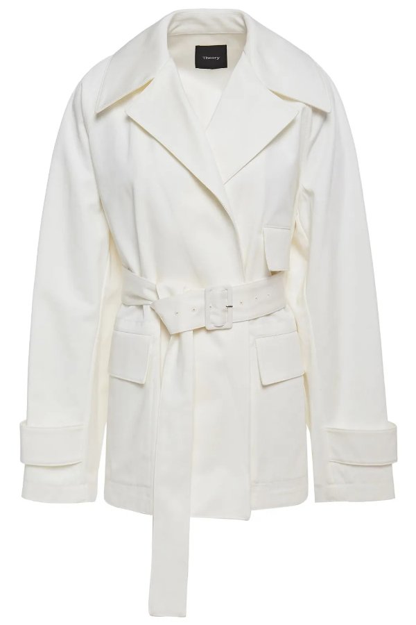 白色纯棉系带夹克