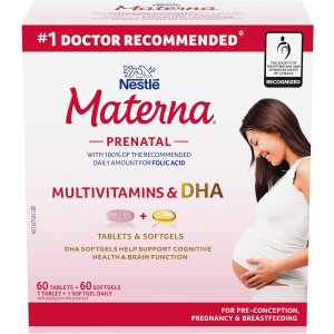 补货！$34.47 60天叶酸+DHA手慢无：一盒搞定 备孕/孕期/哺乳期必备的 Materna 多维叶酸这里还有！