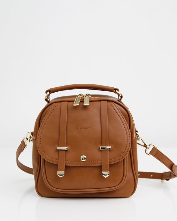 Camila Leather Backpack - 棕色