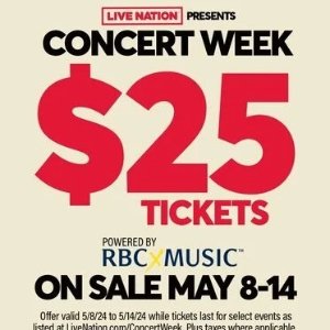 门票仅$25！Live Nation 夏季音乐狂欢周回归！5月8日-5月14日