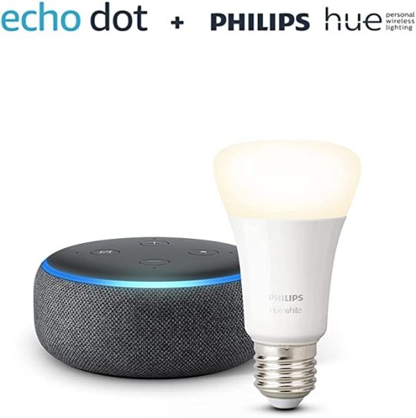 Echo Dot (3. Gen.),+ Philips Hue White-Lampe (E27), 