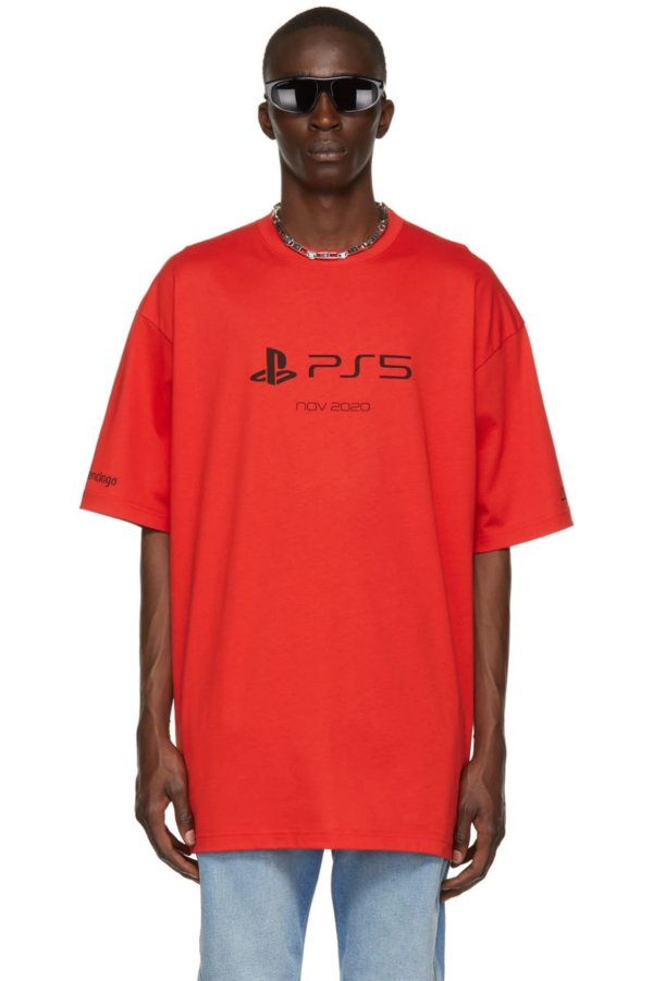 x PS5 红色短袖T恤