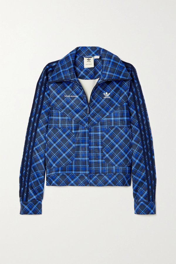 + Wales Bonner striped checked twill track jacket