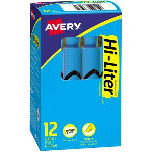 Avery Hi-Liter 彩色无毒荧光笔  学习笔记常用文具 12支装