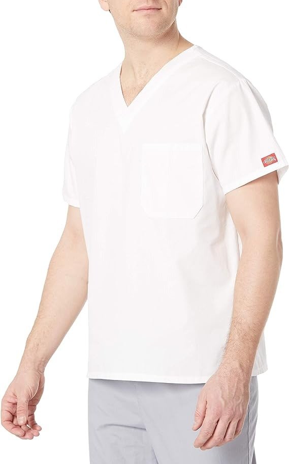 白色 袖标 小V领T恤