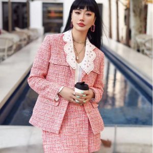 Claudie Pierlot小香风!珊瑚粉外套