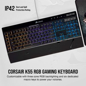 Corsair K55 RGB 黑色多彩背光键盘
