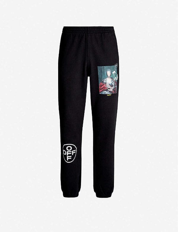 Mariana branded cotton-jersey jogging bottoms