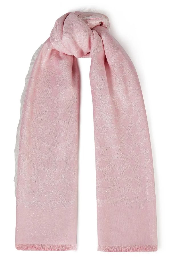 粉色提花围巾
