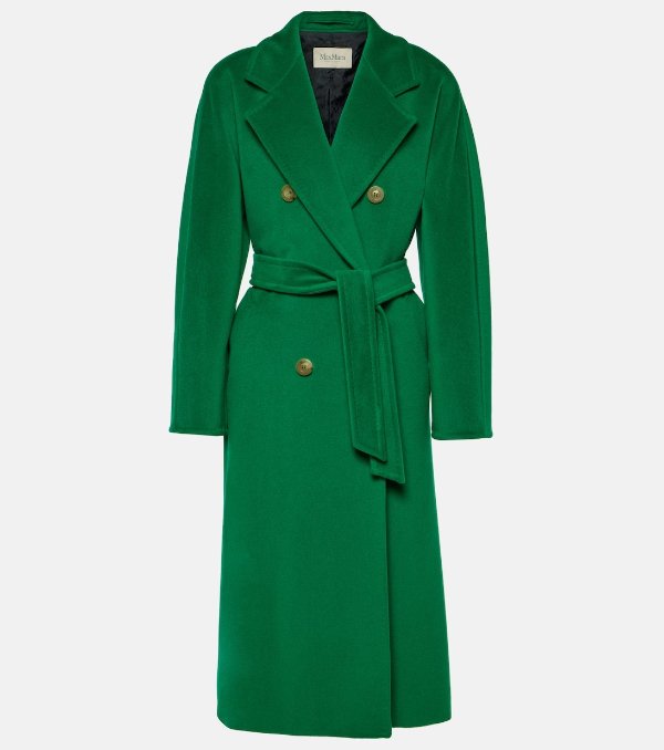 绿色 Madame 101801 羊毛混羊绒大衣 