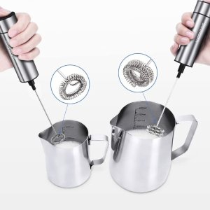 手持奶泡器 小巧便携 双替换头 在家自制咖啡拉花