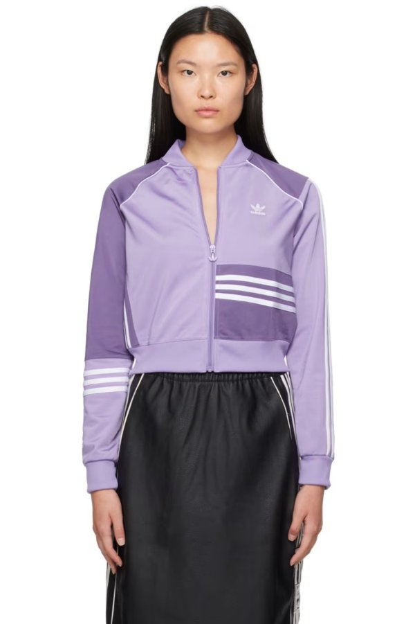 紫色卫衣夹克