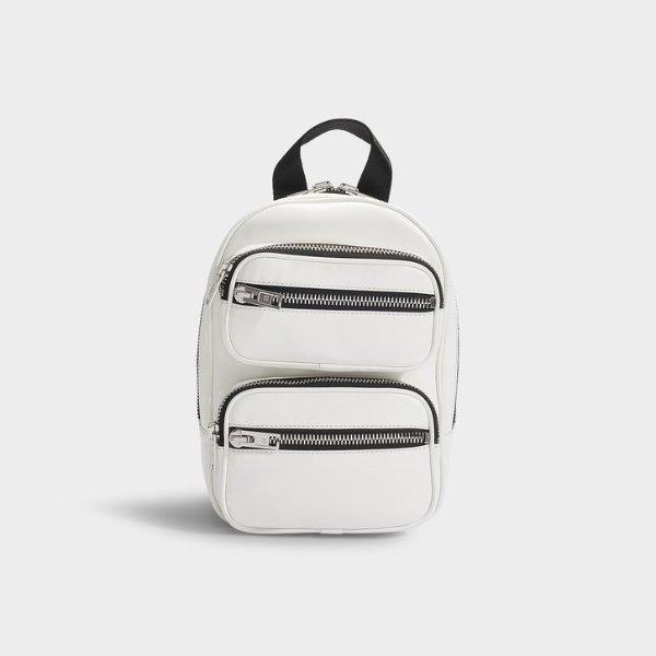 Attica Soft Medium Backpack in White Lamb Nappa Leather