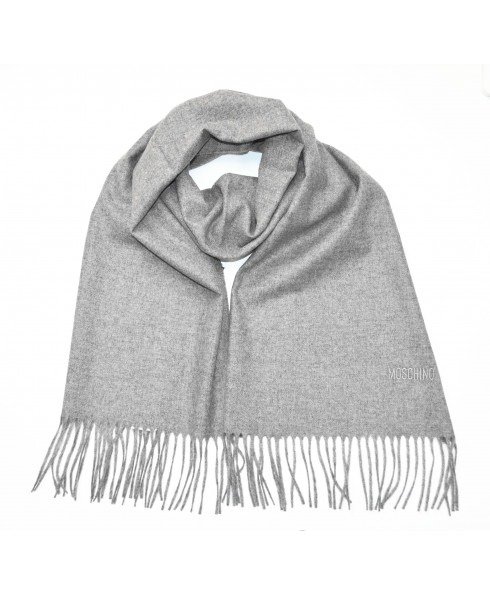 灰色100%羊毛logo围巾